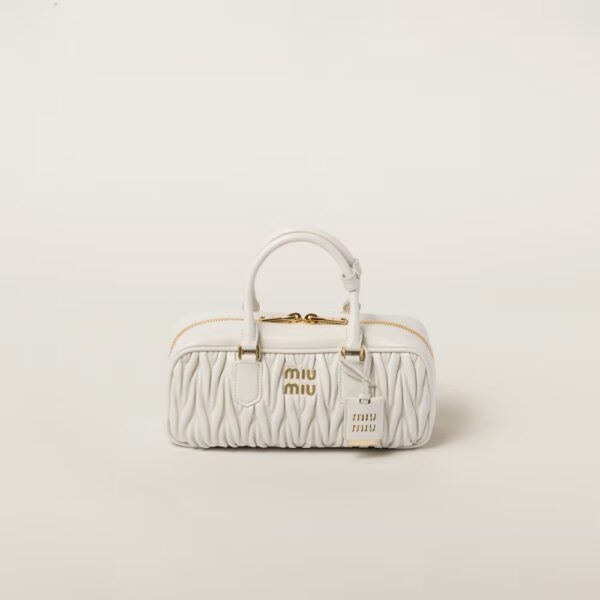 Arcadie Matelassé Large Soft Lamb Leather Handbag White