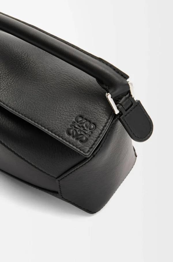 Mini Puzzle Edge bag in classic calfskin Black