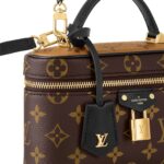 LOUIS VUITTON Vanity CHAIN POUCH All-over Monogram print, zipper closure, leather, women's makeup bag, brown