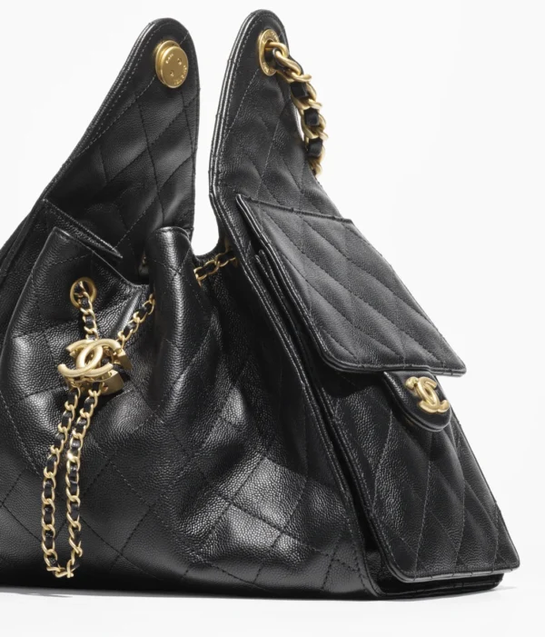 CHANEL 25Bag 25S, Quilted Leather Chain-Strap, Grainy Calfskin Single Shoulder Bag, Women's, Black