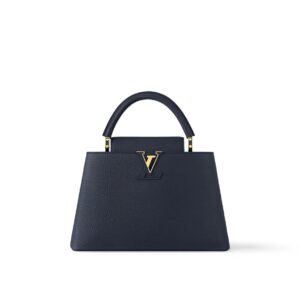 LOUIS VUITTON Capucines MM Handbag with Gold Hardware, Medium, Women's, Blue