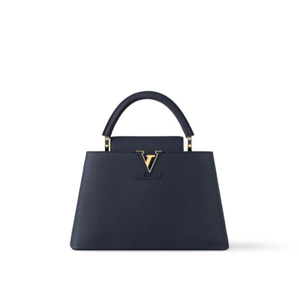 LOUIS VUITTON Capucines MM Handbag with Gold Hardware, Medium, Women's, Blue