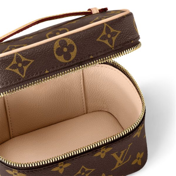 LOUIS VUITTON NICE NANO Classic Monogram Zip-Top Organizer, Coated Canvas with Leather Trim, Makeup Clutch, Women's, Brown