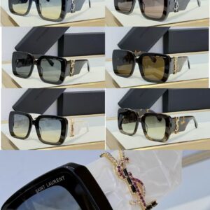 Saint Laurent YSL Oversized Square Frame Sunglasses with Metal Logo