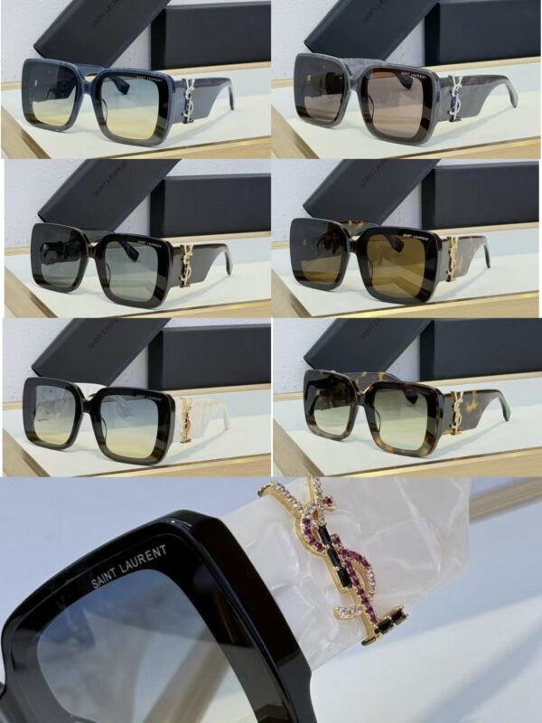 Saint Laurent YSL Oversized Square Frame Sunglasses with Metal Logo