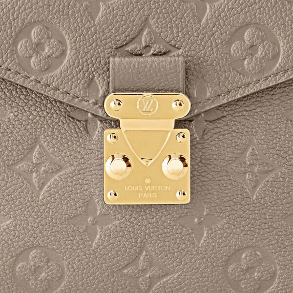 LOUIS VUITTON Pochette Metis letter embossed lock buckle opening and closing leather mailman bag, single shoulder crossbody bag, women's grey