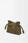 Mini Flamenco clutch in nappa calfskin Dark Khaki Green