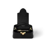 LOUIS VUITTON Capucines Mini Leather Handbag with Metal Studs, Women's, Black