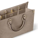 LOUIS VUITTON ONTHEGO MM Tote Bag with Detachable and Adjustable Strap, Embossed Grained Calfskin, Medium, Women's, Dark Brown