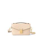 LOUIS VUITTON Pochette Metis East West Embossed Soft Grained Calfskin Small Messenger Bag Crossbody Bag for Women, cream color