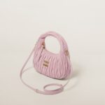 Wander Matelassé Soft Lamb Nappa Small Crescent Moon Bag Snow Pink