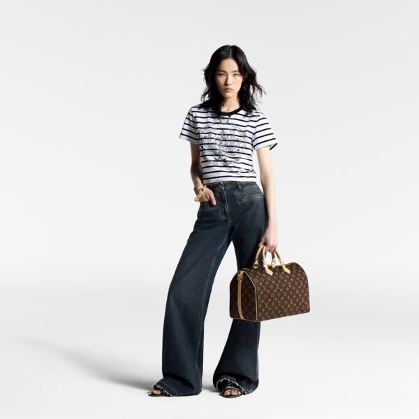 LOUIS VUITTON Speedy 35 Detachable and Adjustable Shoulder Strap Monogram-Printed Canvas Crossbody Handbag for Women, Brown