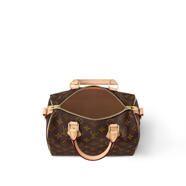 LOUIS VUITTON Speedy 25 Detachable and Adjustable Shoulder Strap Monogram-Printed Canvas Crossbody Handbag for Women, Brown