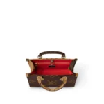 LOUIS VUITTON ONTHEGO PM Classic Monogram Canvas Coated Handbag/Shoulder Bag, Mini, Women's, Brown and Caramel