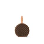 LOUIS VUITTON Petite Boite Chapeau Monogram All-Over Print Single-Compartment Round Clutch, Coated Canvas and Leather, Shoulder/Handbag, Women's, Brown