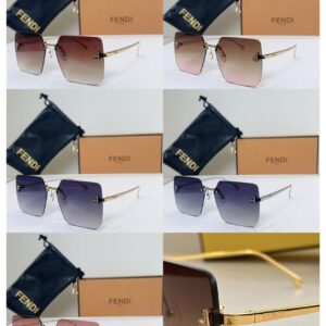 Fendi F Letter Rimless Square Sunglasses – Luxury Gradient Designer Shades