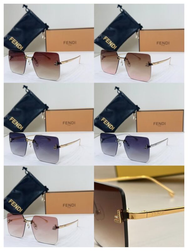 Fendi F Letter Rimless Square Sunglasses – Luxury Gradient Designer Shades