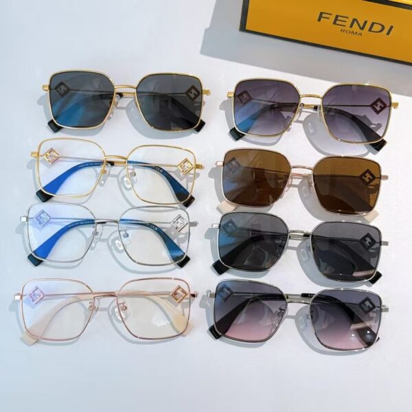 Fendi Modern Square Sunglasses – Fashion Metal Frame UV Protection